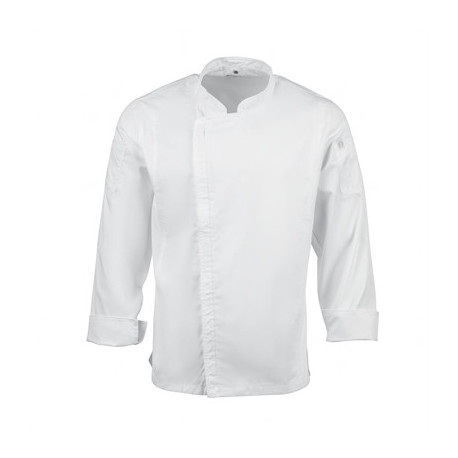 Chef Works Hartford White Long Sleeve Zippered Chef Jacket